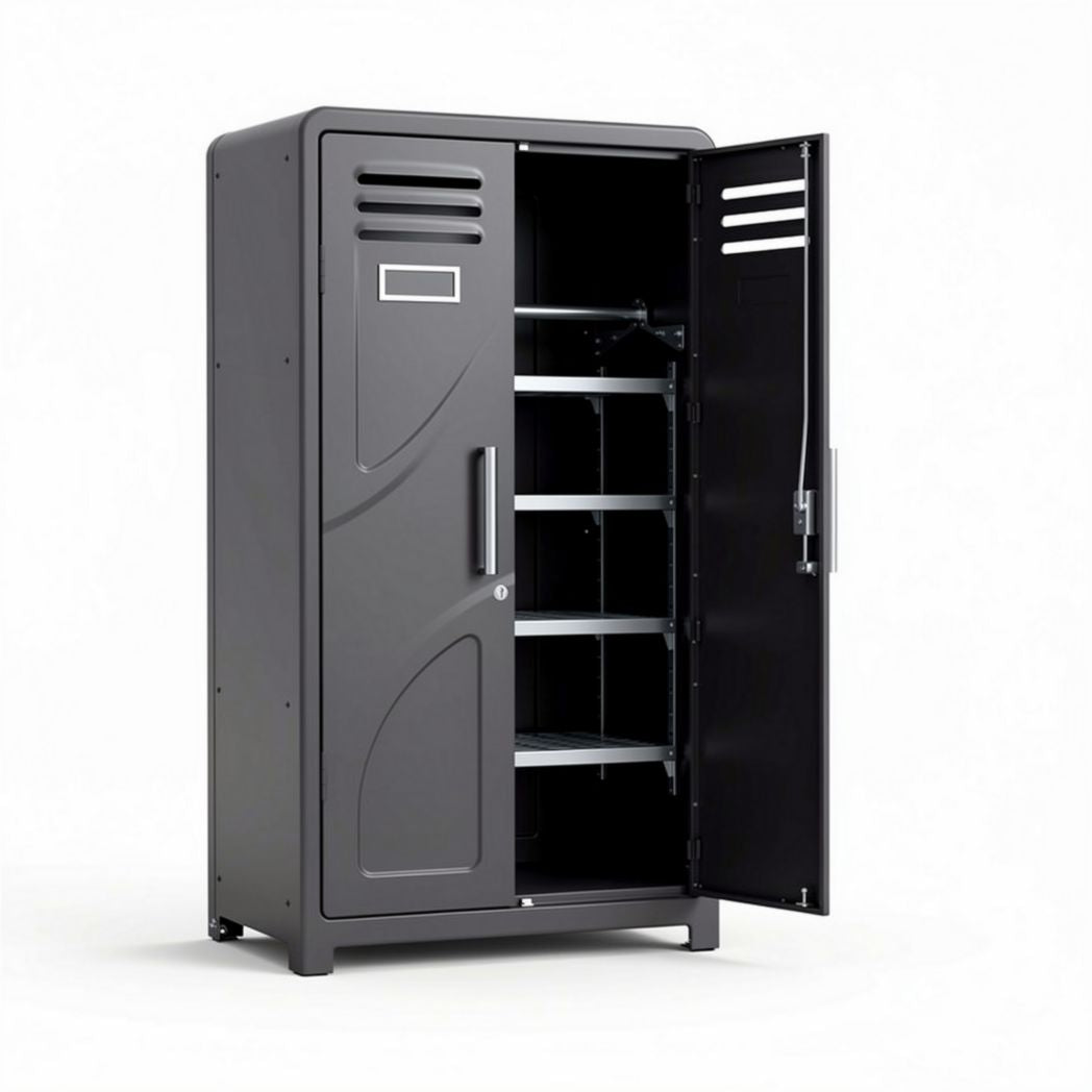 Armoire noire en métal avec étagères dimensions 180 x 90 x 45cm