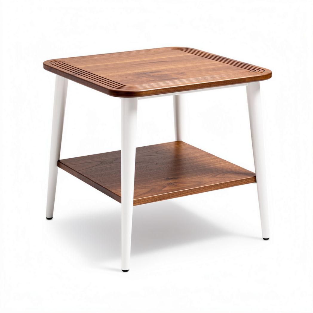 Table basse en bois avec étagère inférieure 45 x 45 x 50cm couleur marron et blanc