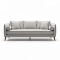 Canapé en tissu gris clair avec coussins passepoilés 210 x 90 x 85cm